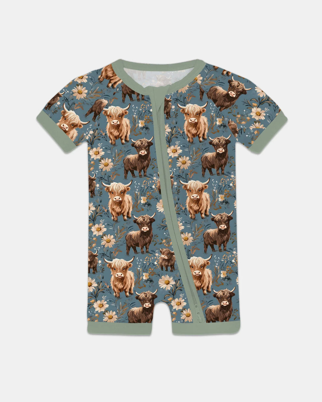 Majestic Highland Cows Family Matching Bamboo Shorty Zippy