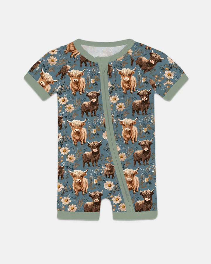 Majestic Highland Cows Family Matching Bamboo Shorty Zippy
