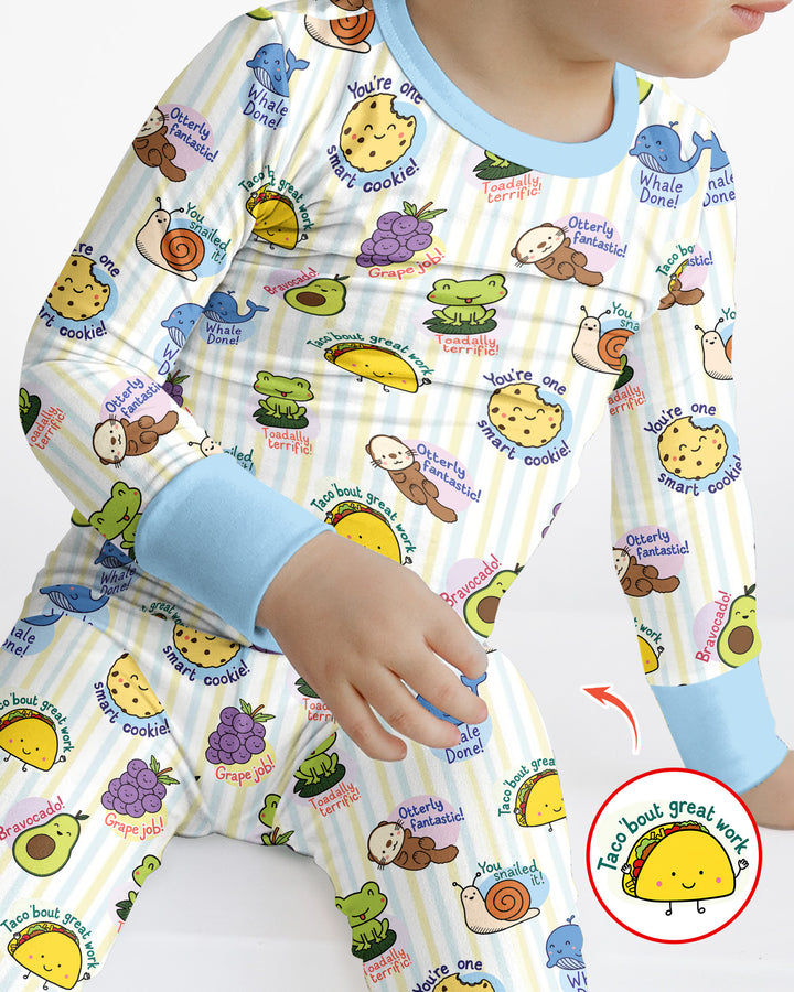 Cute Animal and Food Pun Bamboo Two Piece Long Sleeve Pajama Set