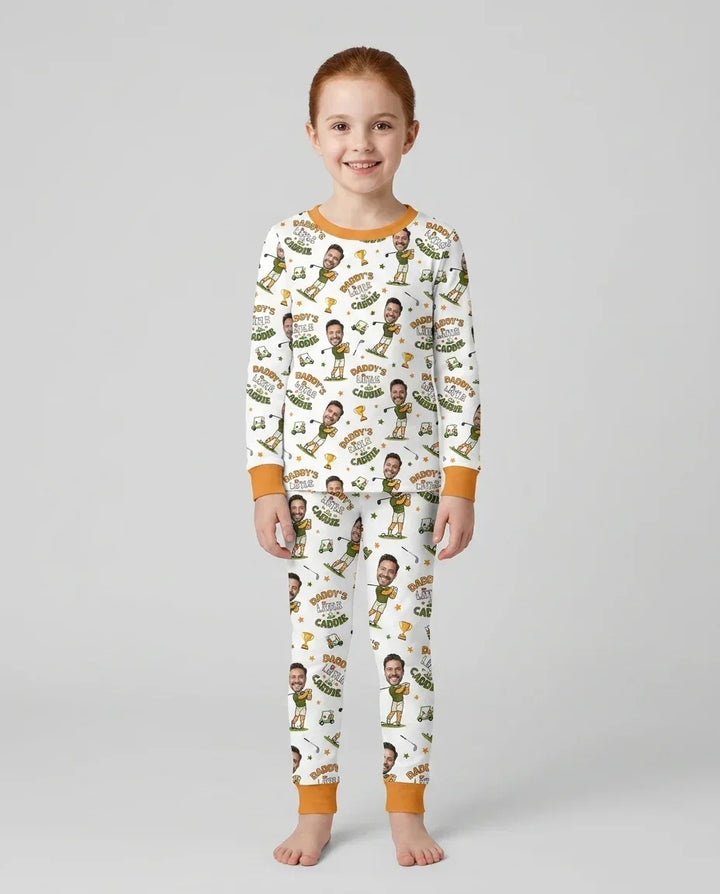Custom Photo Daddy's Little Caddie Daddy & Me Matching Bamboo Two Piece Long Sleeve Pajama Set