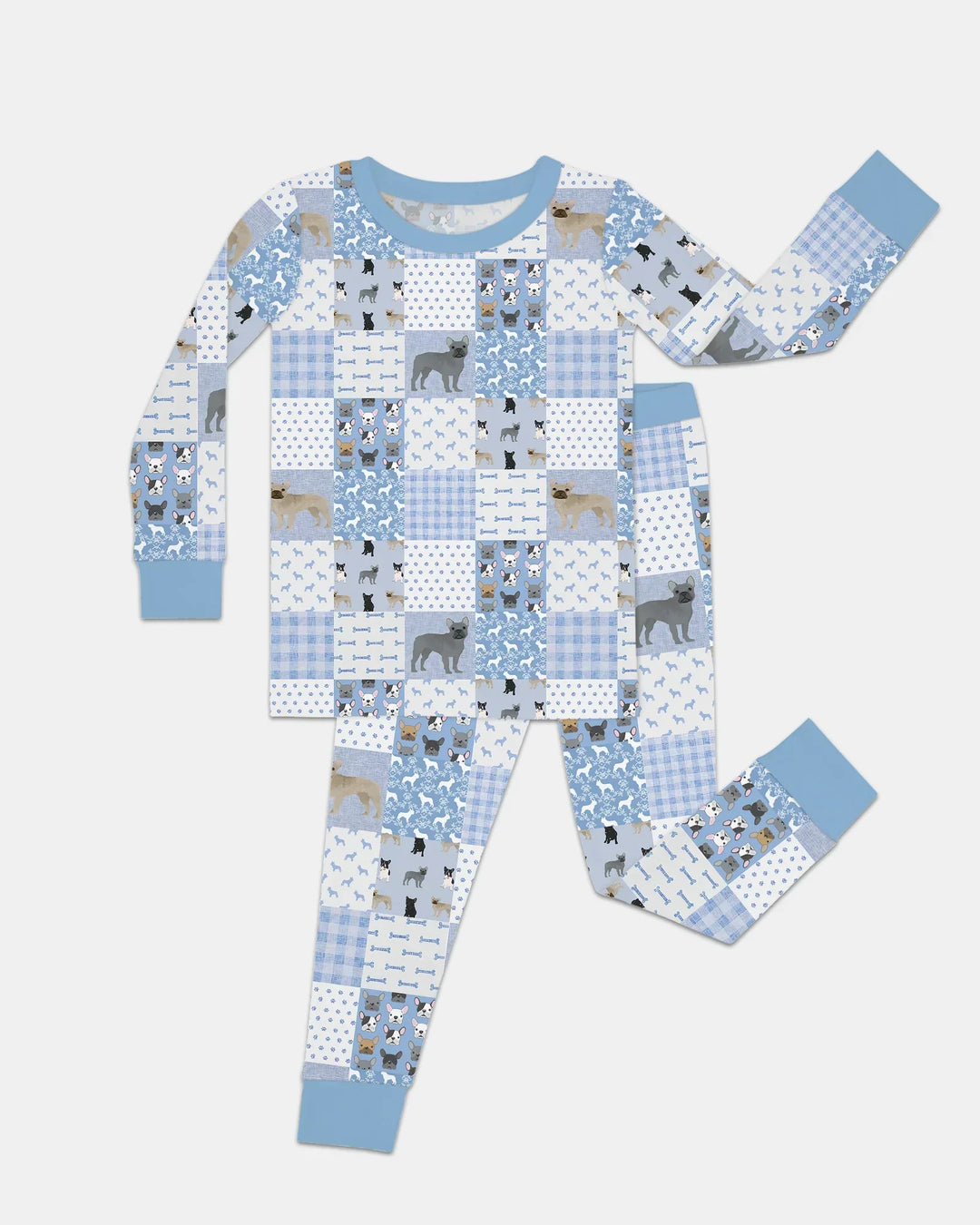 Frenchies Patchwork Family Matching Two Piece Long Sleeve Pajama Set
