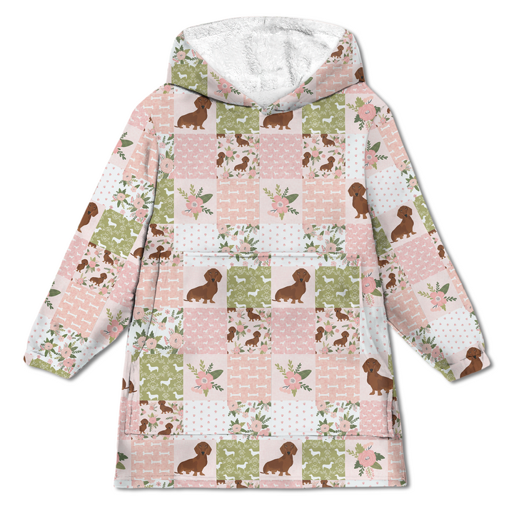 Floral Dachshund Grace Blanket Hoodie