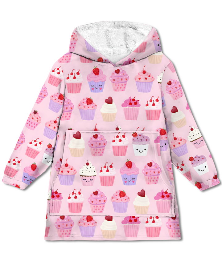 Valentine Emotional Cupcakes Wearable Blanket Hoodie