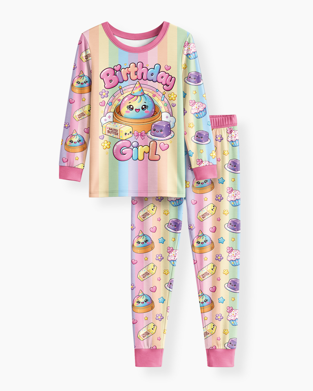Personalized Squishy Party Birthday Girl Bamboo Two Piece Long Sleeve Pajama Set