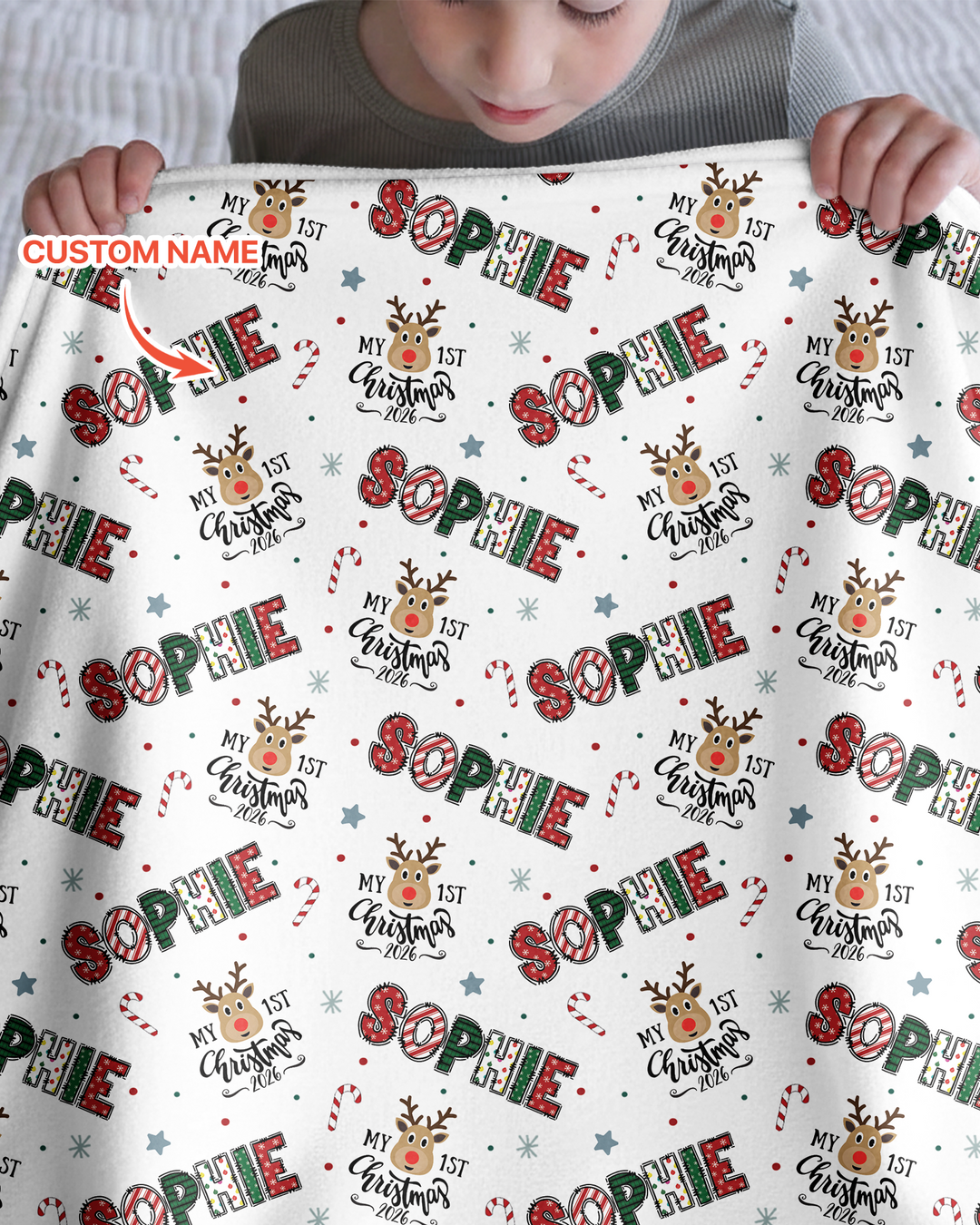 Nombre Personalizado "Mi Primera Navidad 2025" - Manta de Bambú (P)