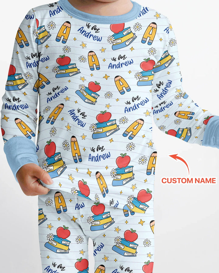 Conjunto de pijama de dos piezas de bambú con mangas largas, plantilla PERSONALIZADA