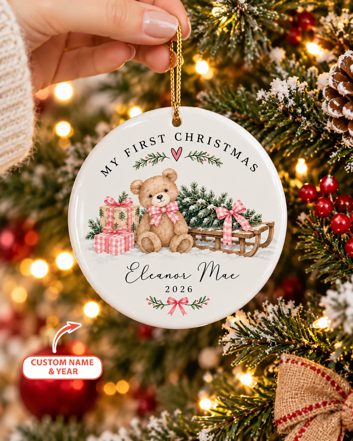 Baby Bear First Christmas Ceramic Ornament
