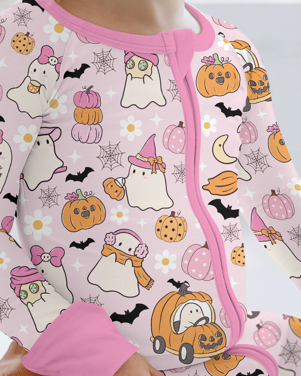 Pink Boo Patch Bamboo Convertible Zippy