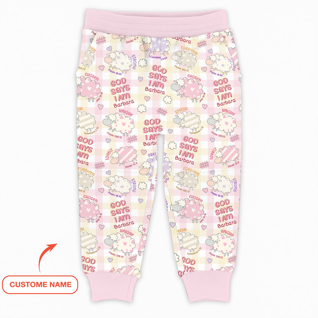 Little Lamb God Says I Am Custom Name Jogger