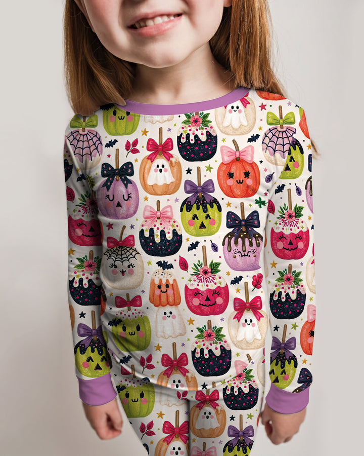 Cute Halloween Candy Apples Bamboo Two Piece Long Sleeve Pajama Set