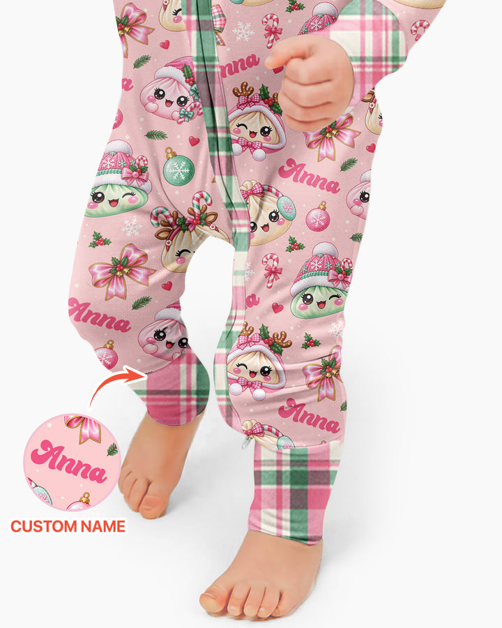 Custom Name Kawaii Christmas Dumpling Bamboo Convertible Zippy