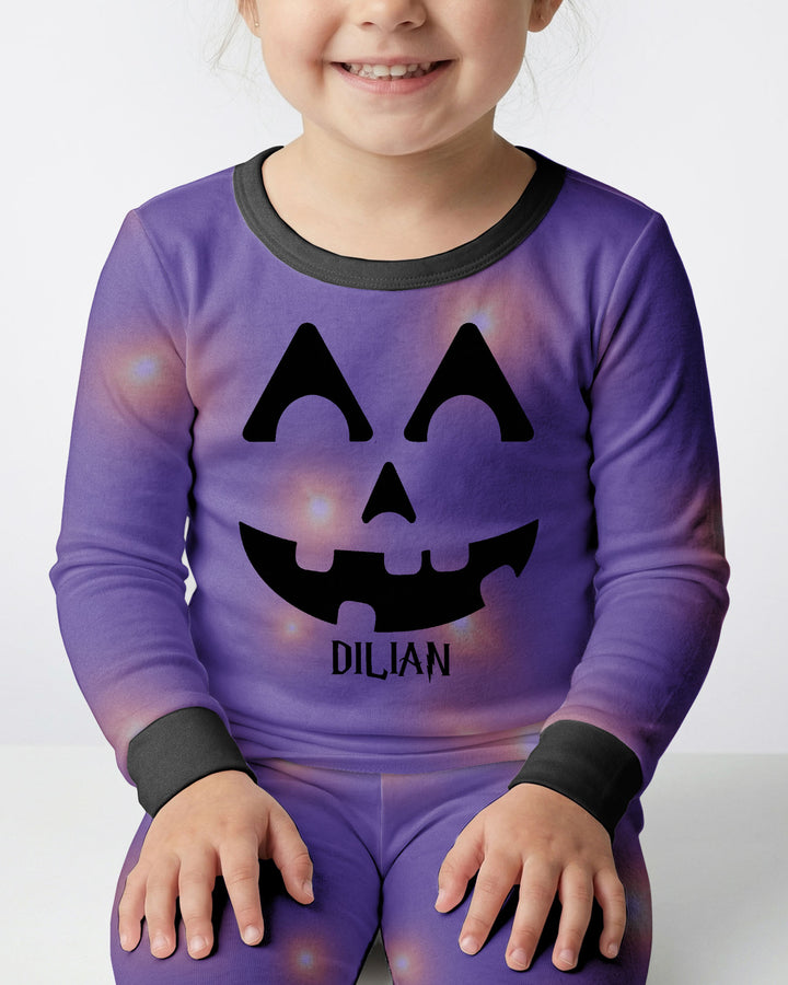 Glowing Pumpkin Bamboo Two Piece Long Sleeve Pajama Set