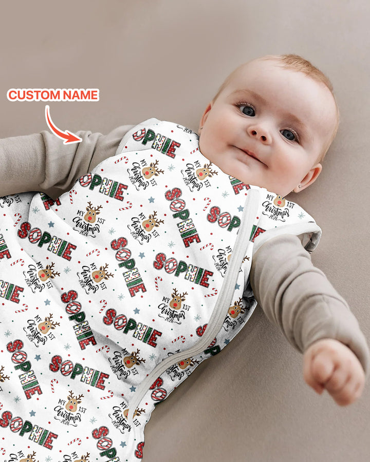 Personalisierter Name „Mein erstes Weihnachten 2025“ – Bambus-Schlafsack (S)