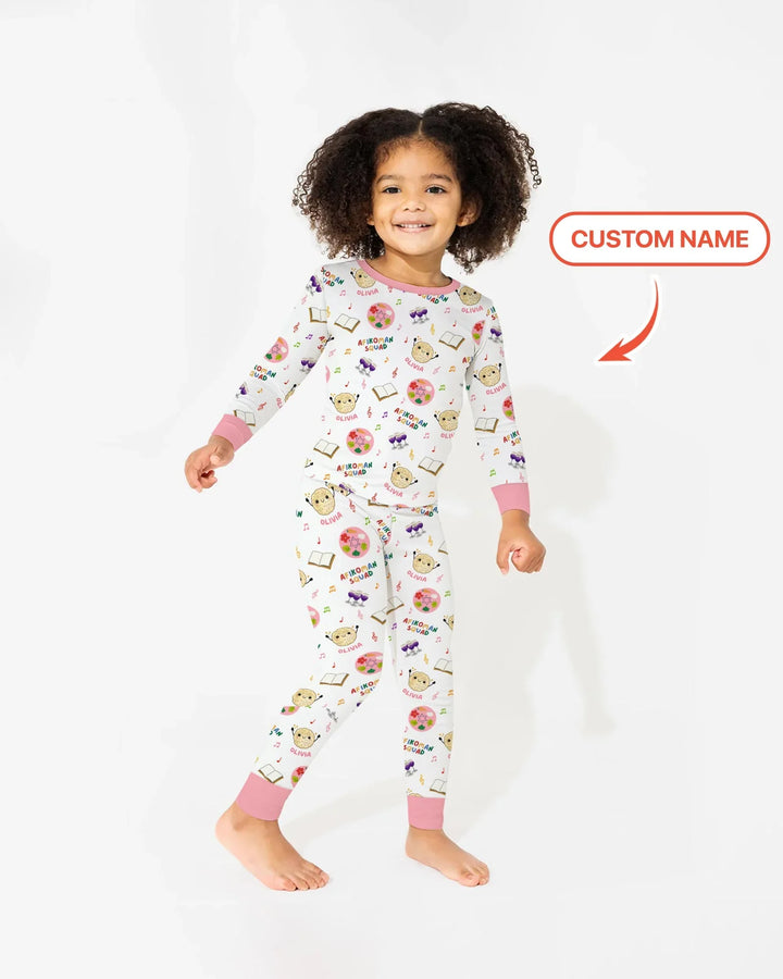 Zweiteiliges Langarm-Pyjama-Set mit Sommerfrüchten