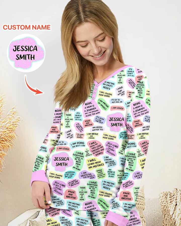 Conjunto de pijama de bambú con afirmación diaria para mamá y bebé