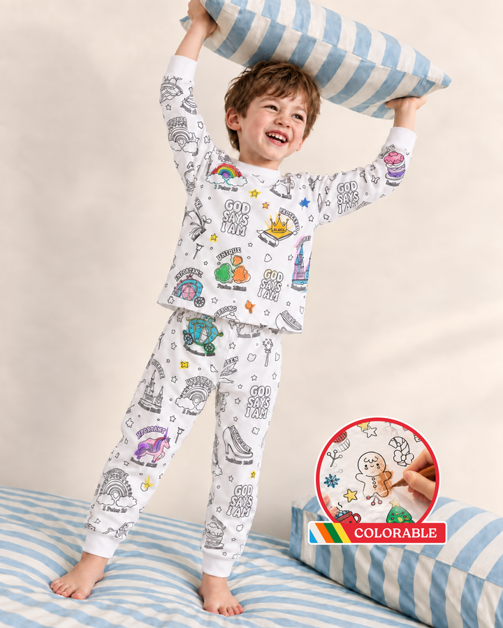 Conjunto de pijama de dos piezas de manga larga de bambú todo colorable