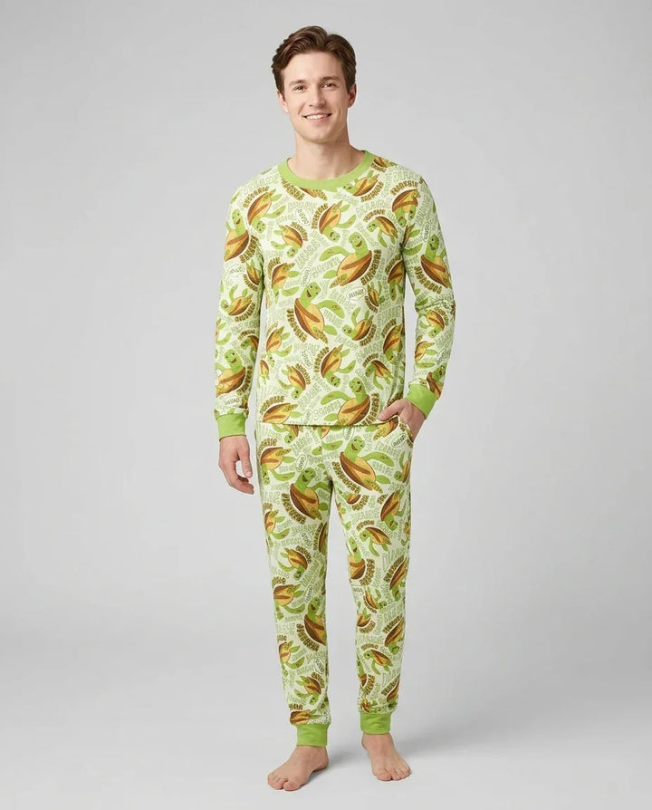 Custom Name Version Father and Son Turtle Bamboo Men's Pajama Set