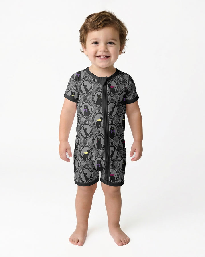 Midnight Cat Parade Bamboo Shorty Zippy