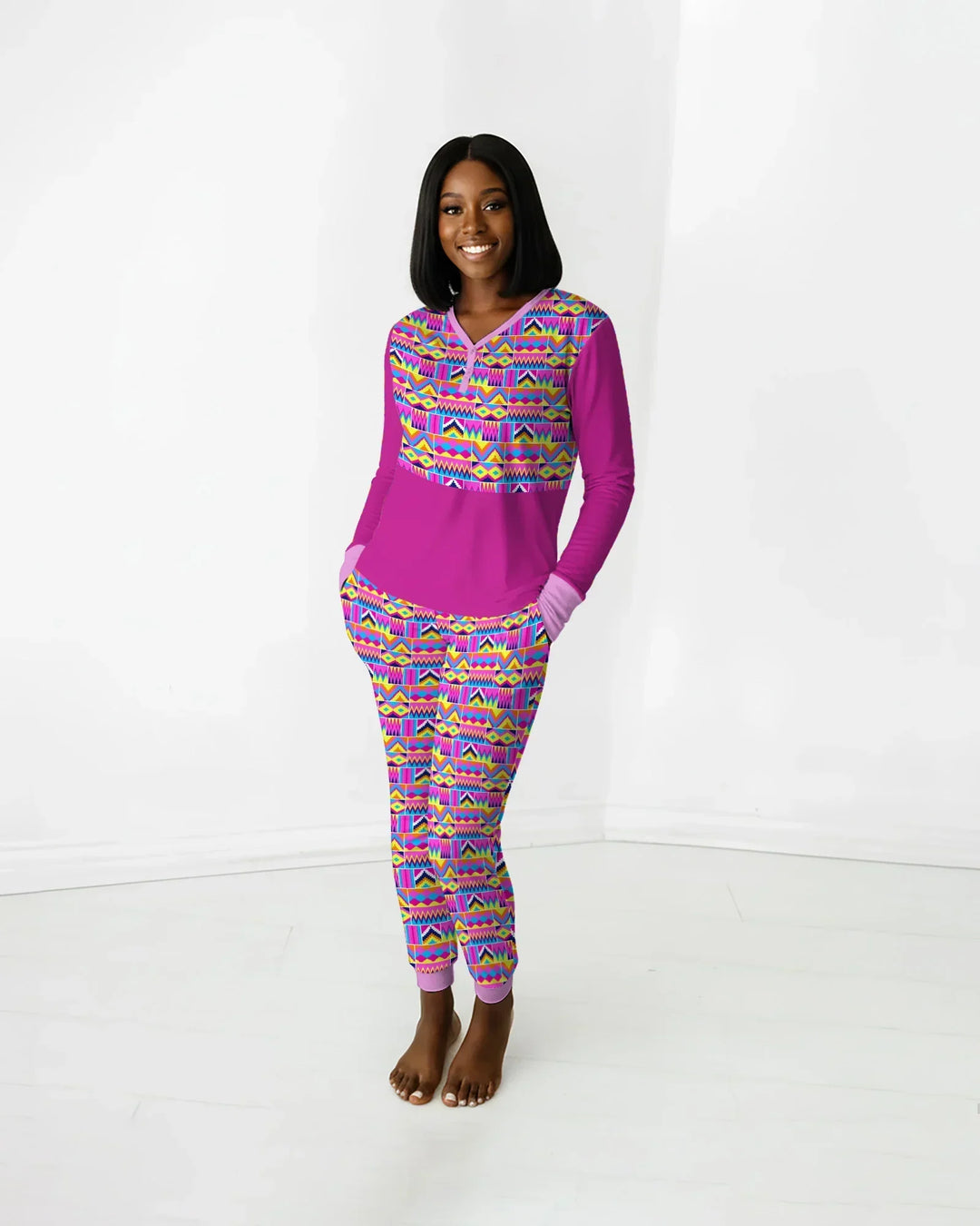 Kente Vibes Family Matching Bamboo Women Pajama Set