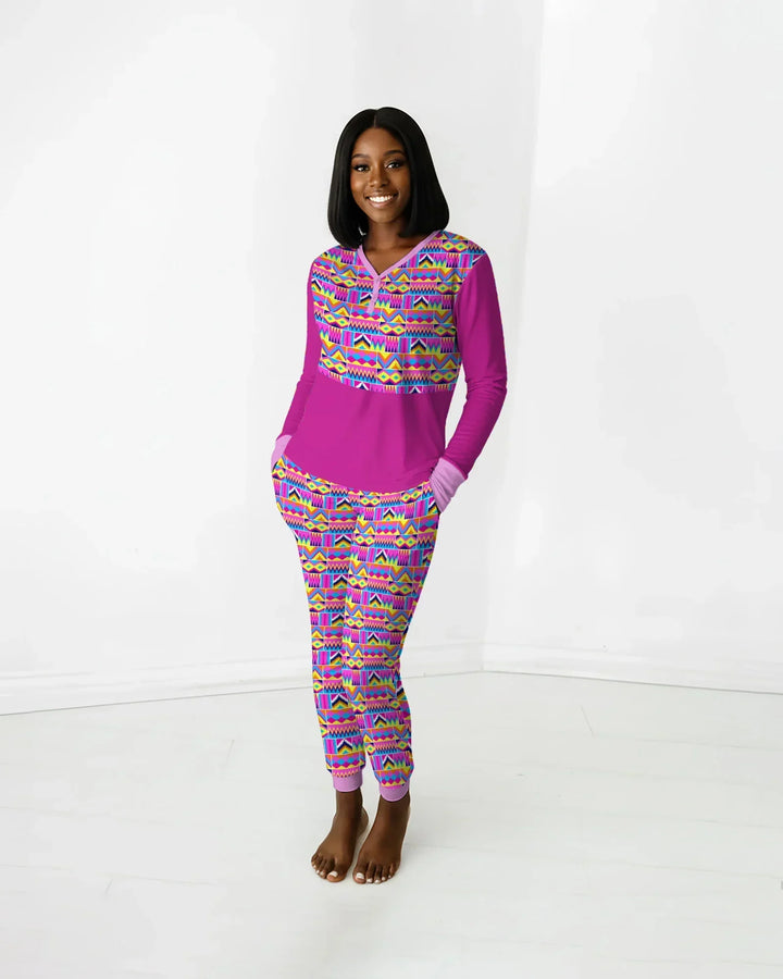 Kente Vibes Family Matching Bamboo Women Pajama Set