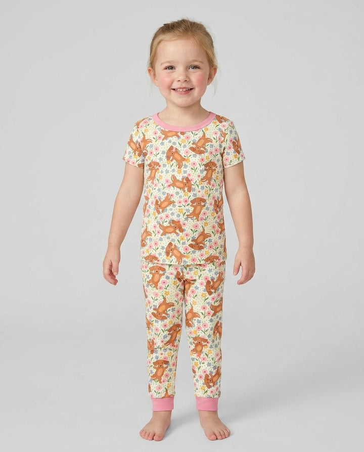 Conjunto de pijama de dos piezas de manga corta de bambú
