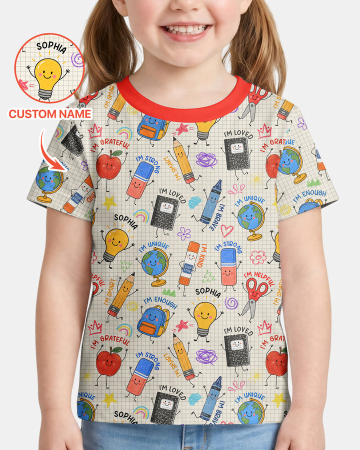 School Squad Custom Name Bamboo Crewneck T-Shirt