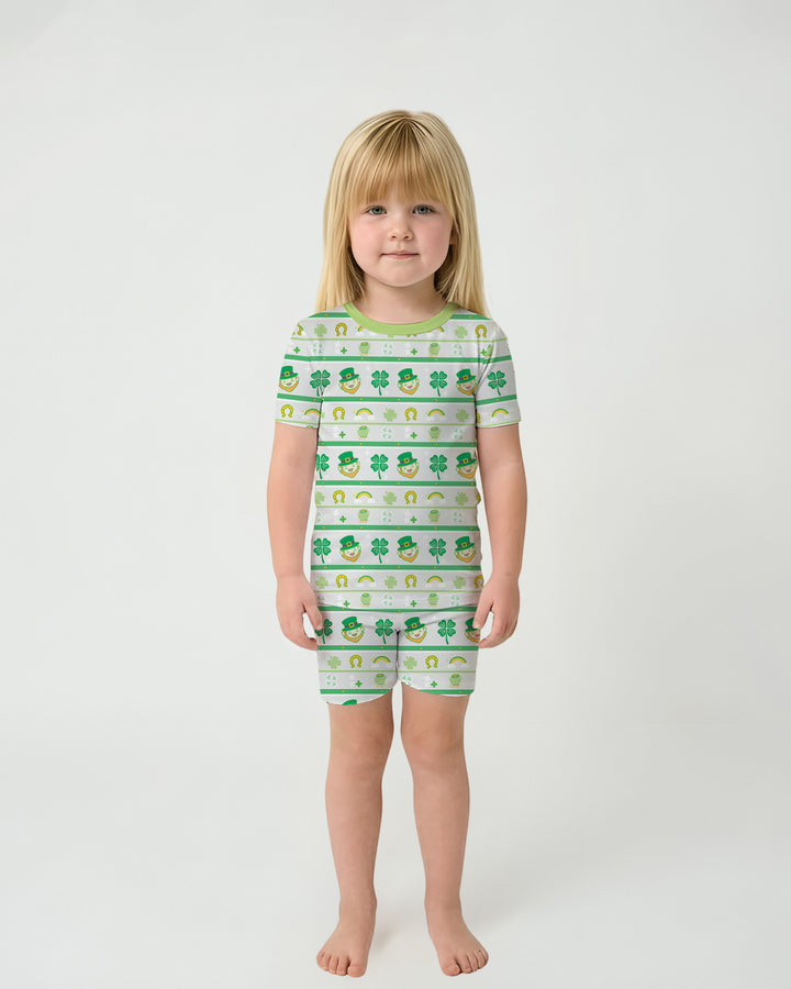 Happy Saint Patrick's Day Two Piece Short Sleeve Shorts Pajama Set
