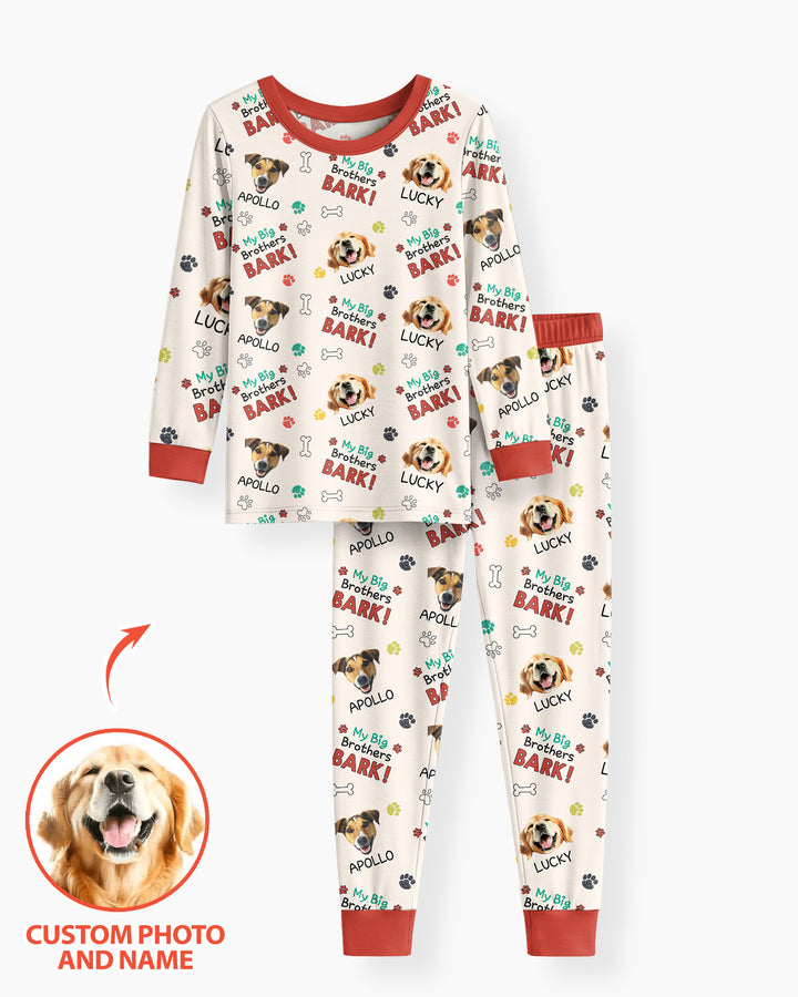 Raised With Paws - Custom Pet Photo And Name Bamboo Two Piece Long Sleeve Pajama Set