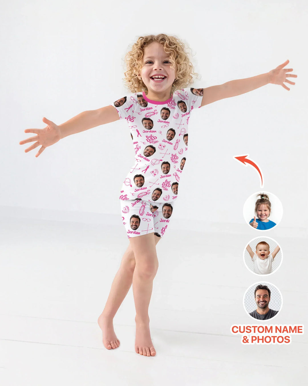 Custom Photo Best Dad By Par Bamboo Two Piece Short Sleeve Shorts Pajama Set