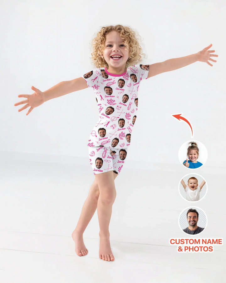 Custom Photo Best Dad By Par Bamboo Two Piece Short Sleeve Shorts Pajama Set