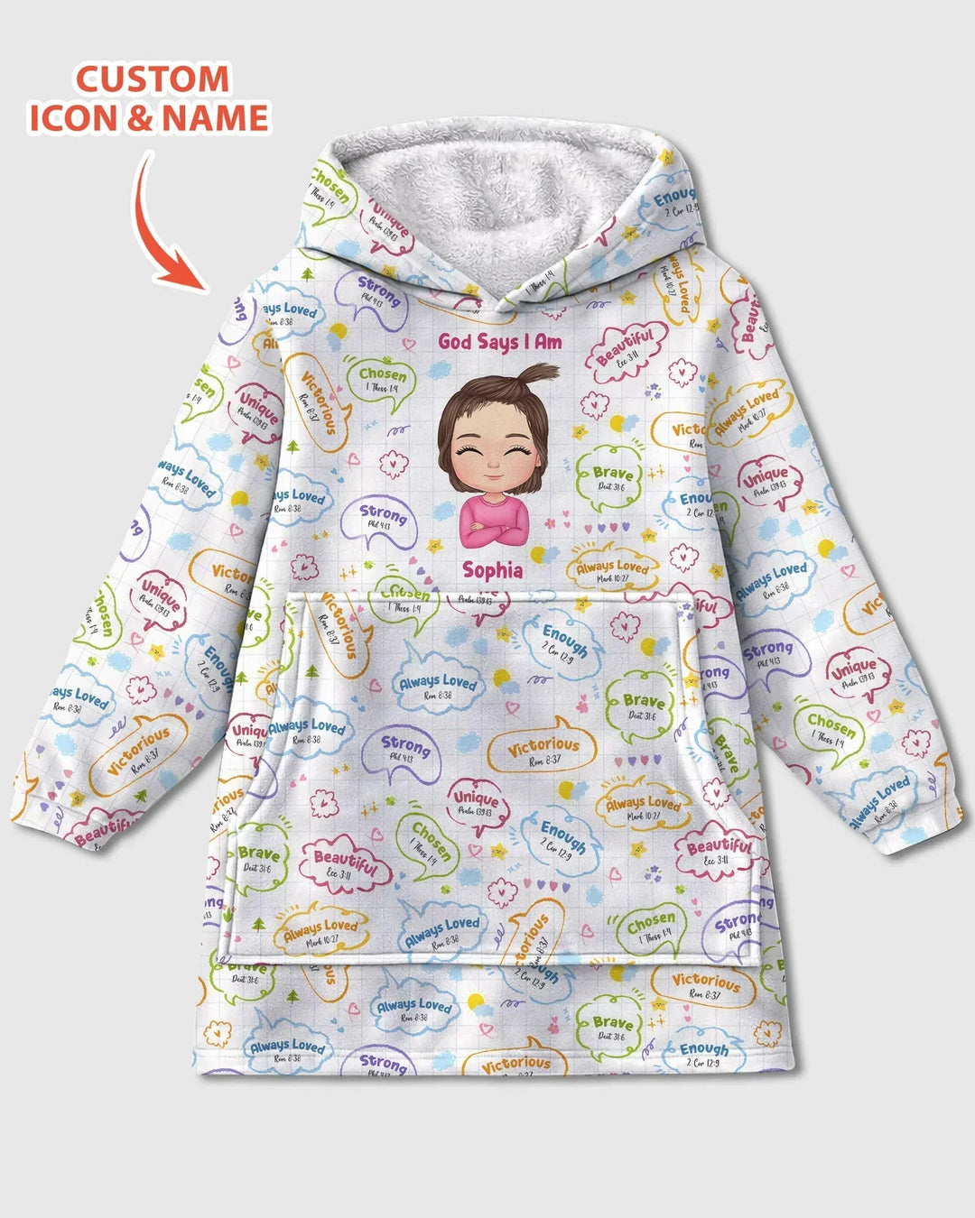 Personalized God Says I Am- Baby Girl Blanket Hoodie