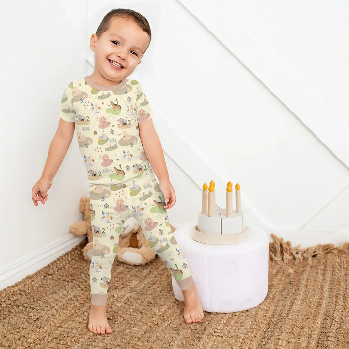 Farm Animal Counting Two Piece Short Sleeve Pajama Set