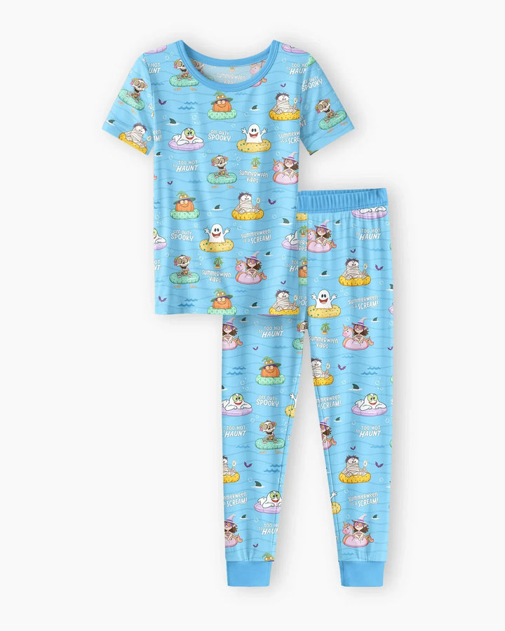 Summerween Cartoon Bamboo Two Piece Short Sleeve Pajama Set