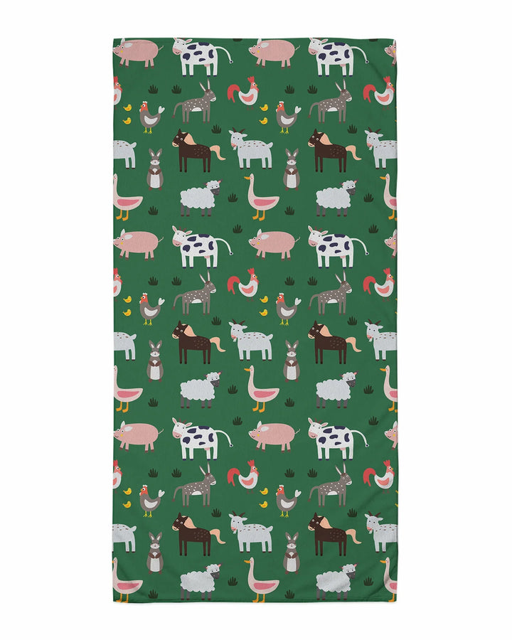 Green Farm Animals Bamboo Swim Poncho