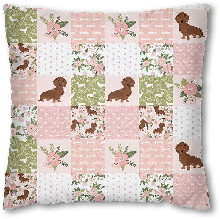 Floral Dachshund Grace Pillow Case