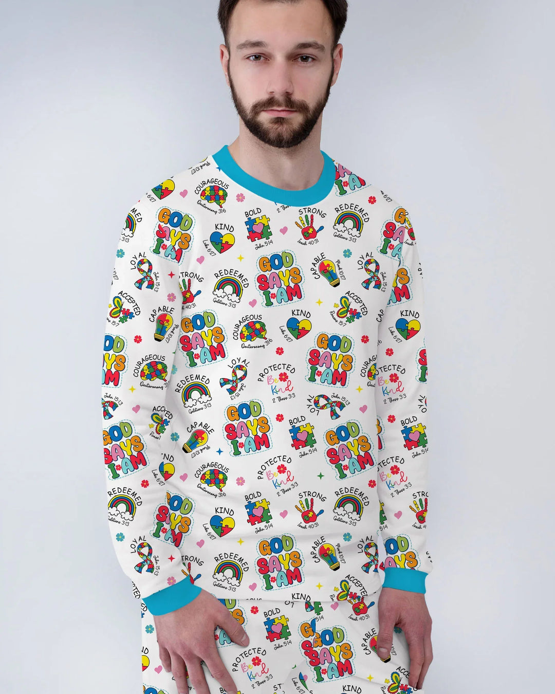 God Says I Am Autism Awareness Men's Pajama Set