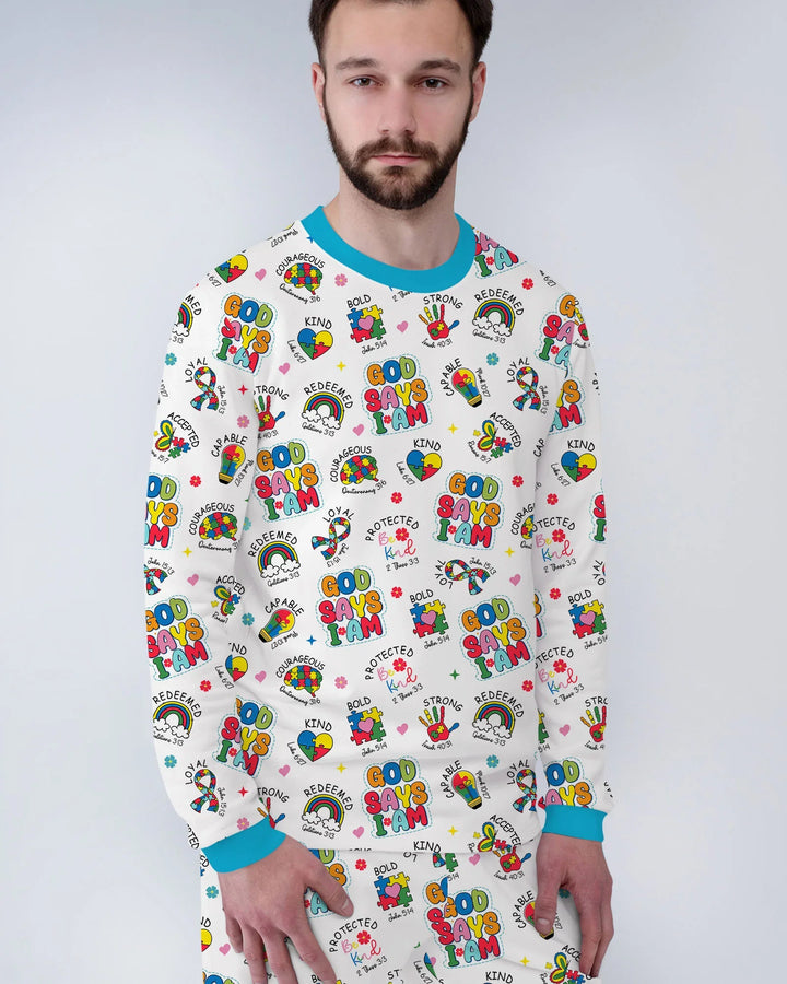 God Says I Am Autism Awareness Men's Pajama Set