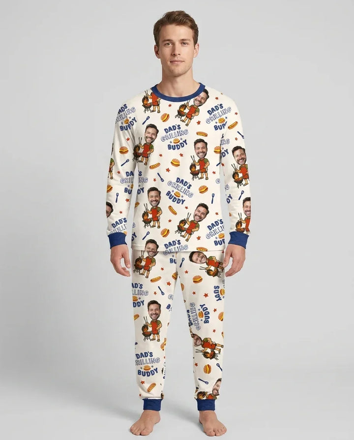 Custom Photo Dad's Grilling Buddy Family Matching Bamboo Men's Pajama Set