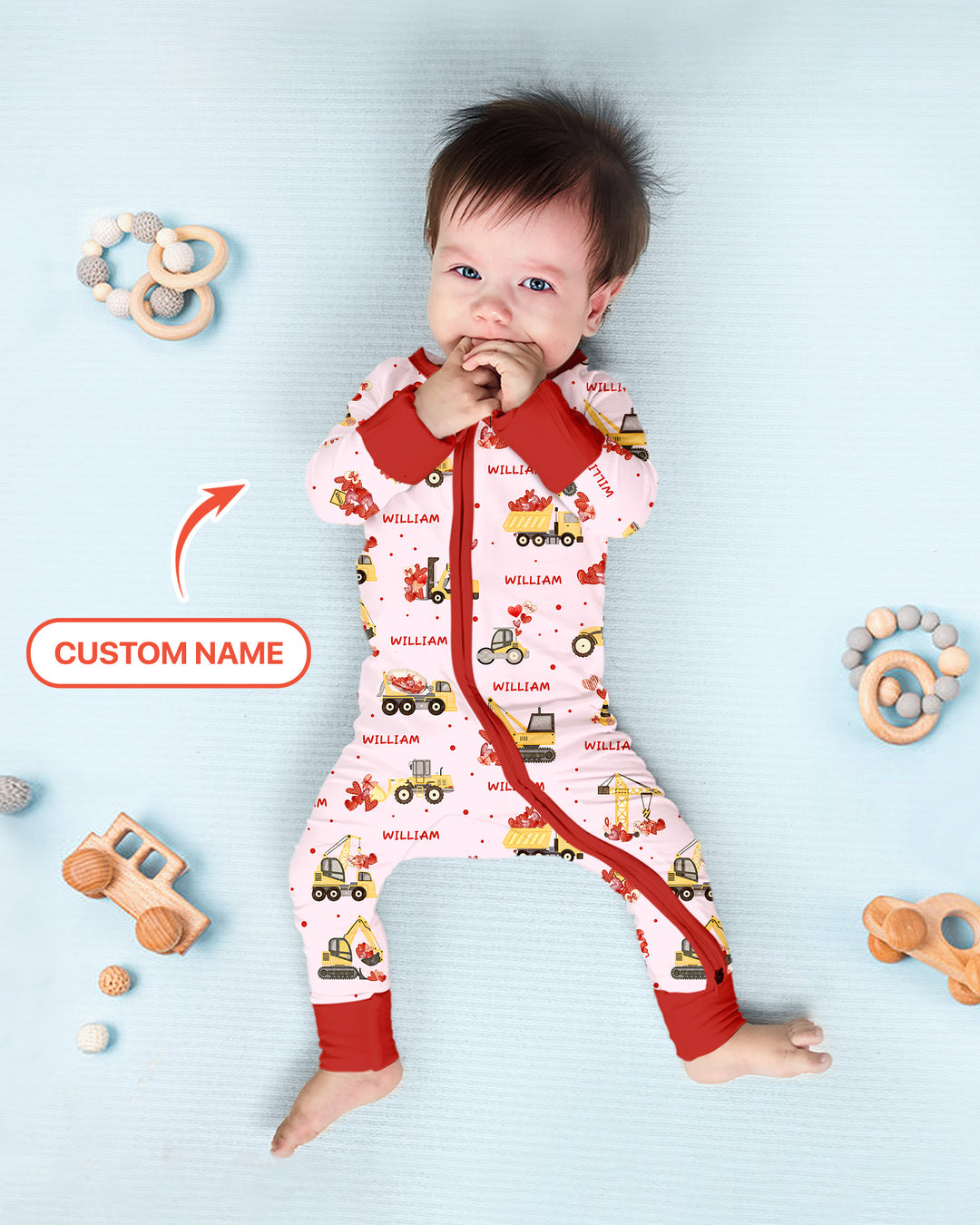 Custom Name Valentine Trucks Family Matching Convertible Zippy