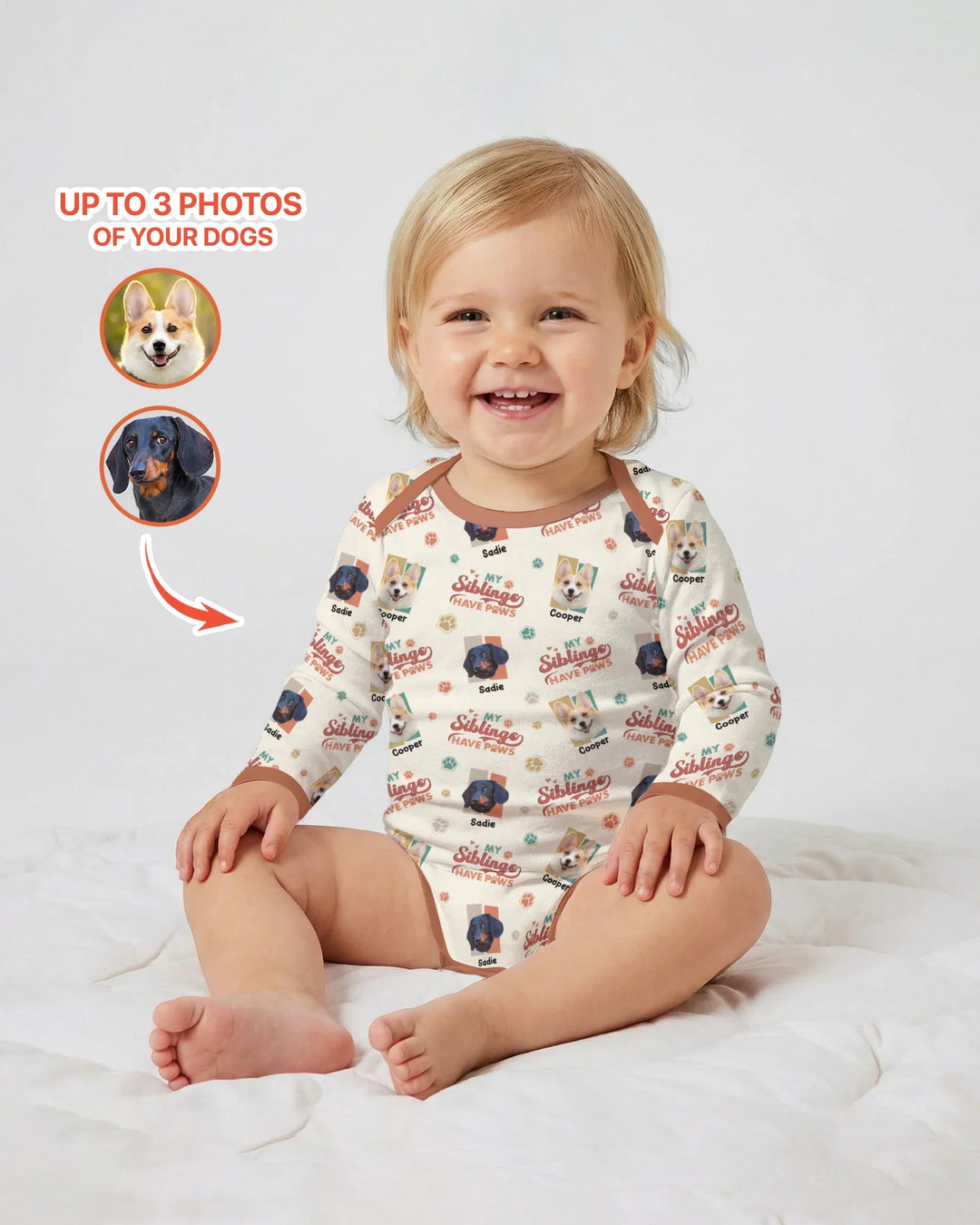 Custom Dog Photos "My Siblings Have Paws" Bamboo Bodysuit