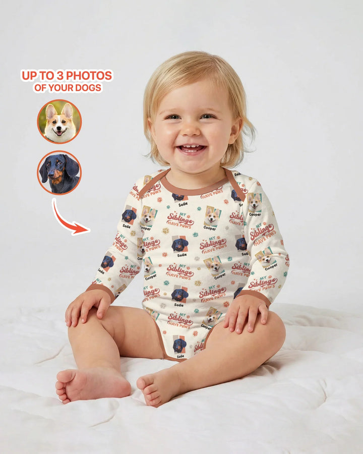 Custom Dog Photos "My Siblings Have Paws" Bamboo Bodysuit