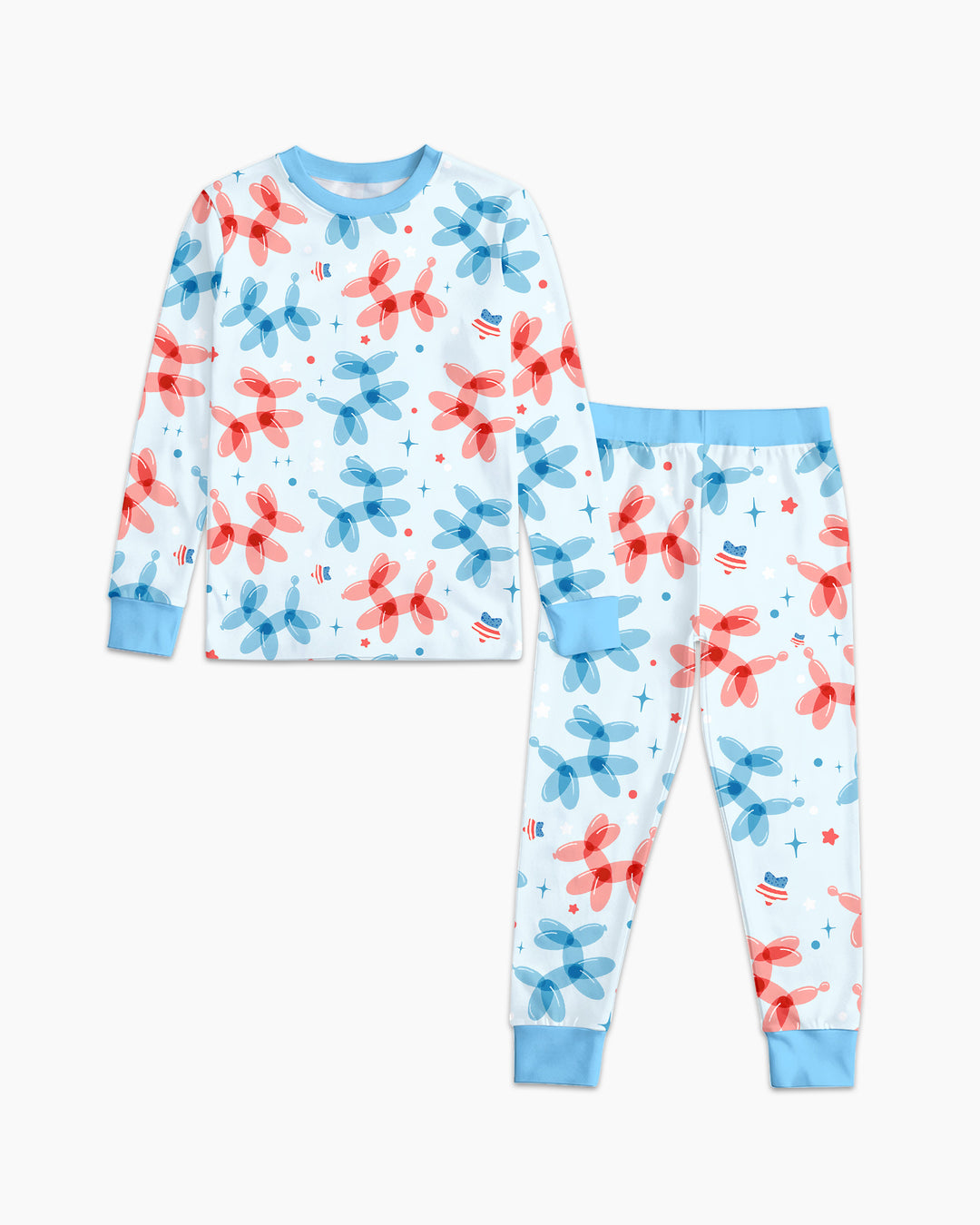 American Balloon Dog Party Bamboo Two Piece Long Sleeve Pajama Set