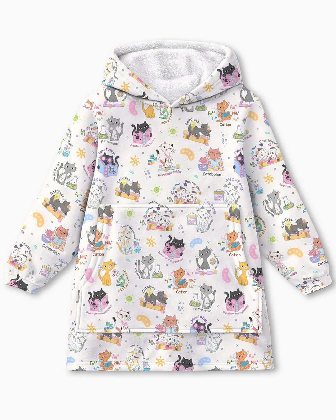 Funny Cat Love Scientist Bamboo Blanket Hoodie