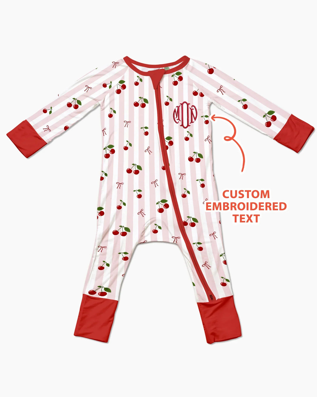 Personalized Embroidered Monogram Letter Cherry Bamboo Convertible Zippy