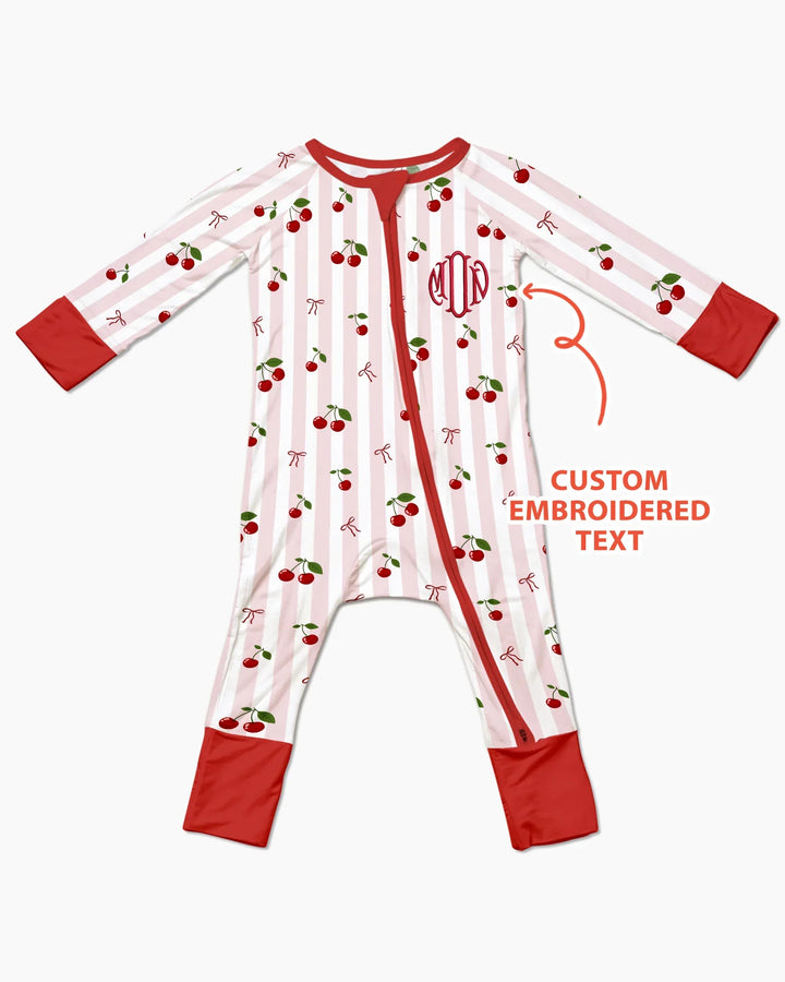 Personalized Embroidered Monogram Letter Cherry Bamboo Convertible Zippy