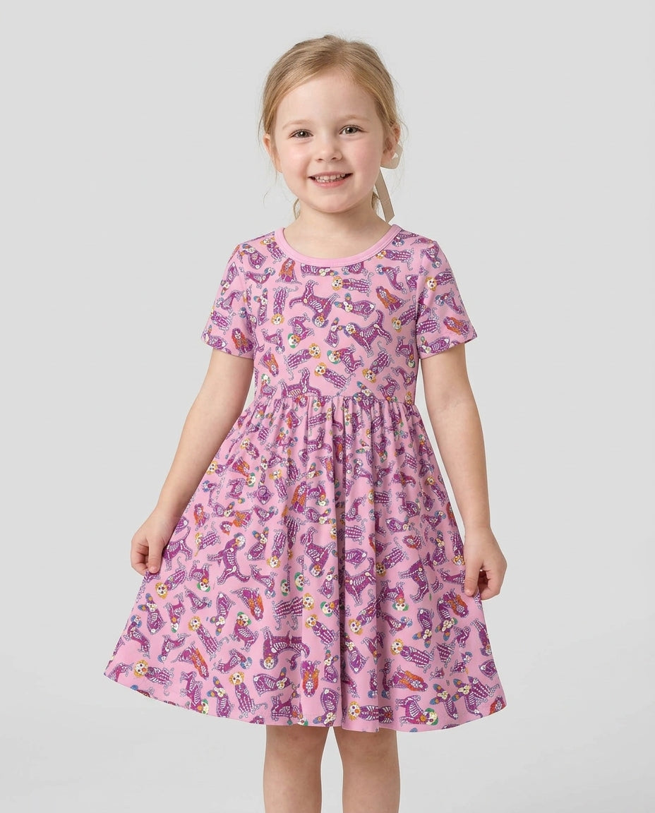 Dia De Los Muertos Doggie Bamboo Twirl Dress