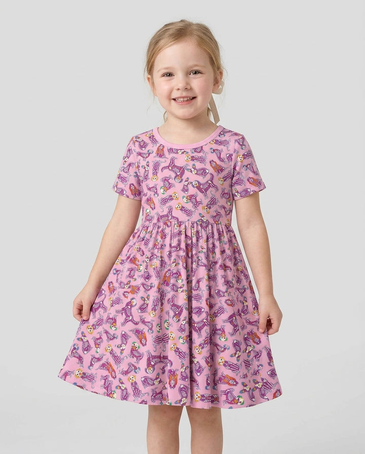 Dia De Los Muertos Doggie Bamboo Twirl Dress
