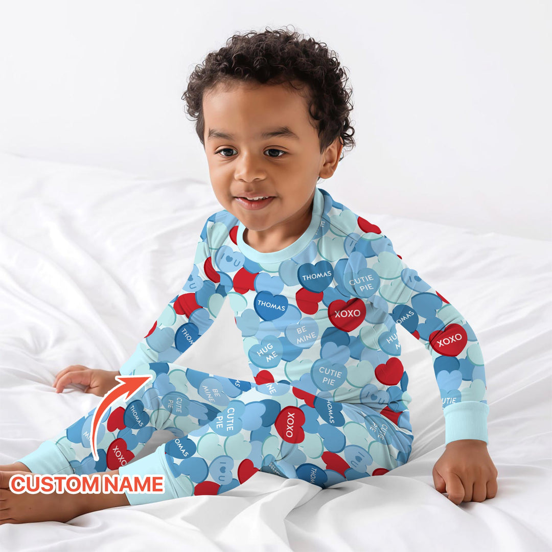 Valentine Candy Crush Family Matching Two Piece Long Sleeve Pajama Set