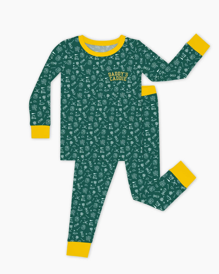 Conjunto de Pijama de Dos Piezas de Bambú con Bordado A Juego con Papá para Palos de Golf y Manga Larga
