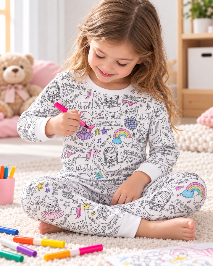 Little Princess Colorable Bamboo Two Piece Pajama Set